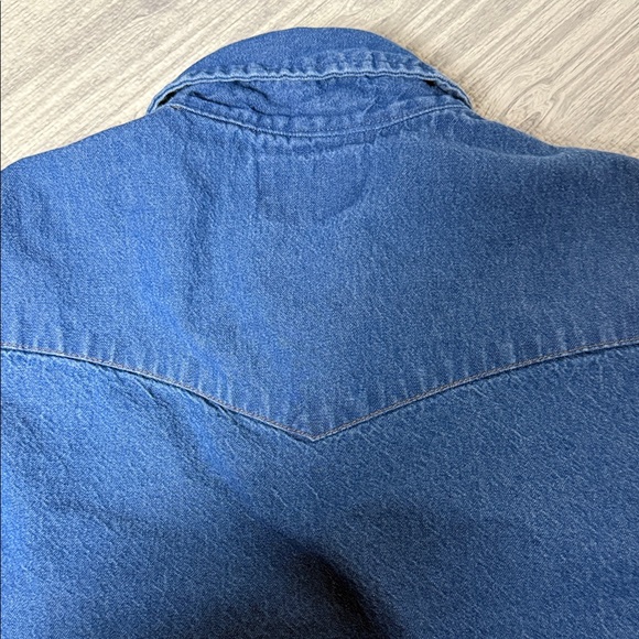 Wrangler Men's Classic Blue Pearl Snap Shirt Size 17.5x36 - Picture 6 of 6